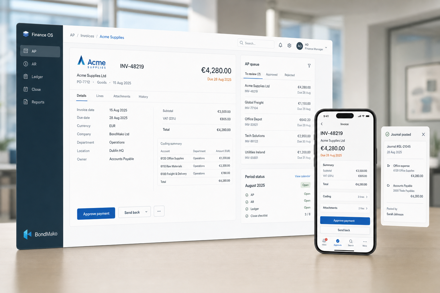 Finance OS ledger surface